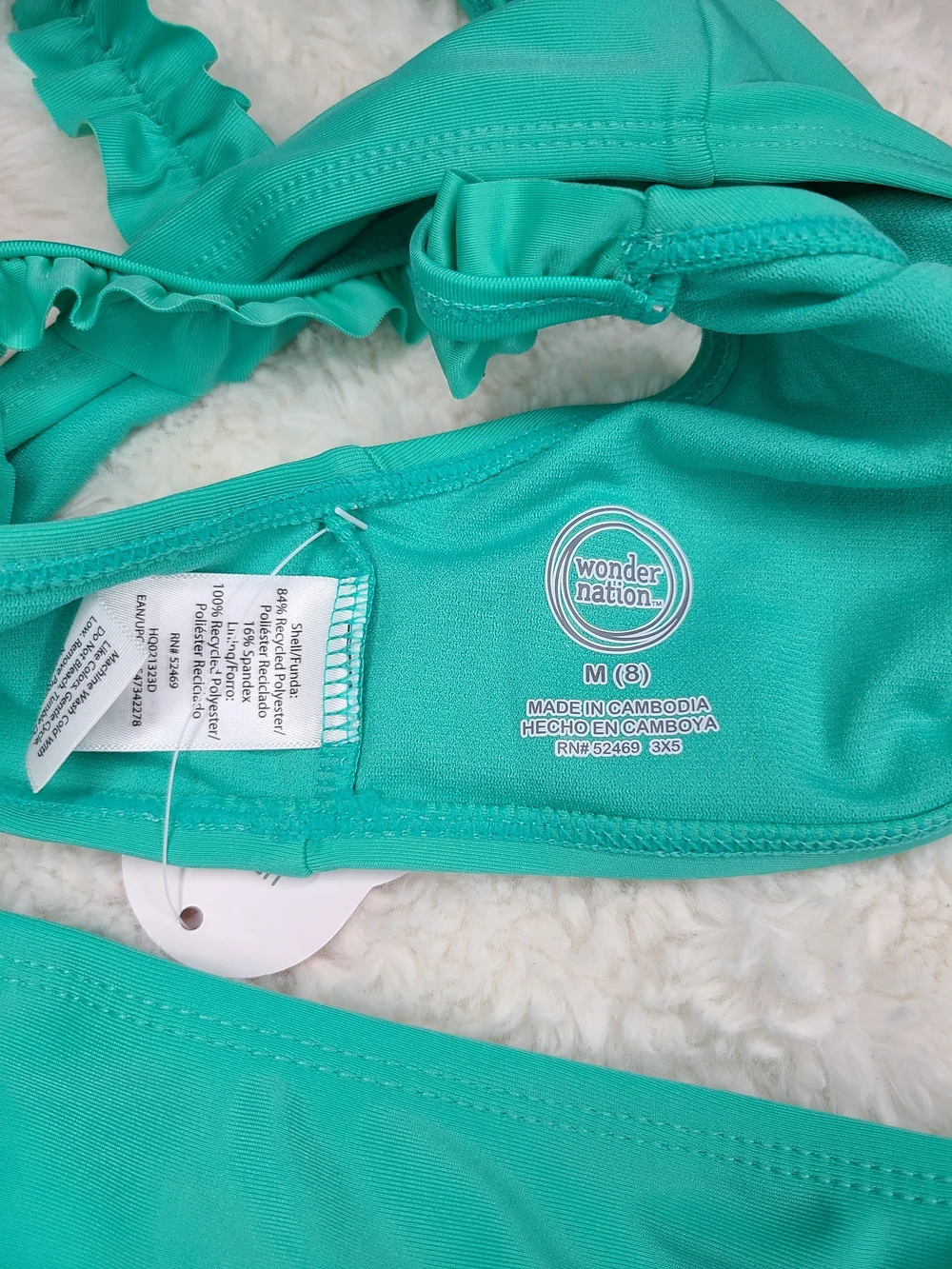 wonder nation Teal Ruffle-Strap Girls' Two-Piece Bikini Size M(8)
